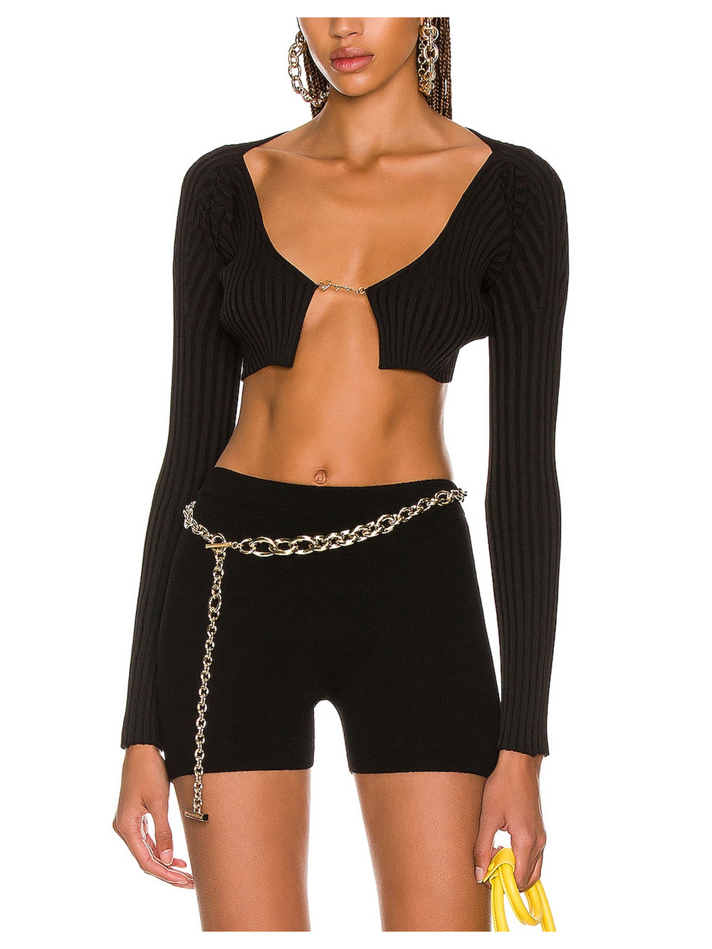 Jacquemus Ribbed Black La Maille Pralu Cardigan Size 34 EU / US 2 NWT